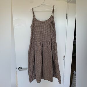 Brown and cream gingham midi dress from woo to see you